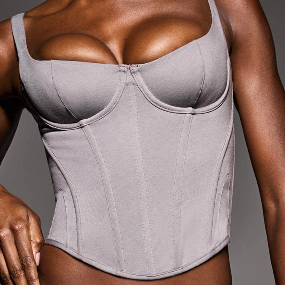 NWT SKIMS Structured Underwire Corset Bustier Top - Light Grey / Ash - Size 2X